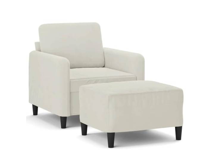 KKgypkn Sessel Mit Hocker Creme 60 cm Samt Dick Gepolstert, Strapazierfähig, Sperrholz Und Metallgestell, Vielseitig