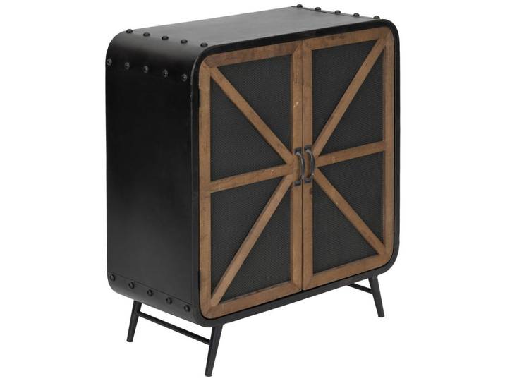 Livetastic Kommode, Natur, Schwarz, Holz, Metall, Tanne, massiv, 2 Fächer, 73x83x35 cm, Holzmöbel, Kleinmöbel Holz, Holzkommoden