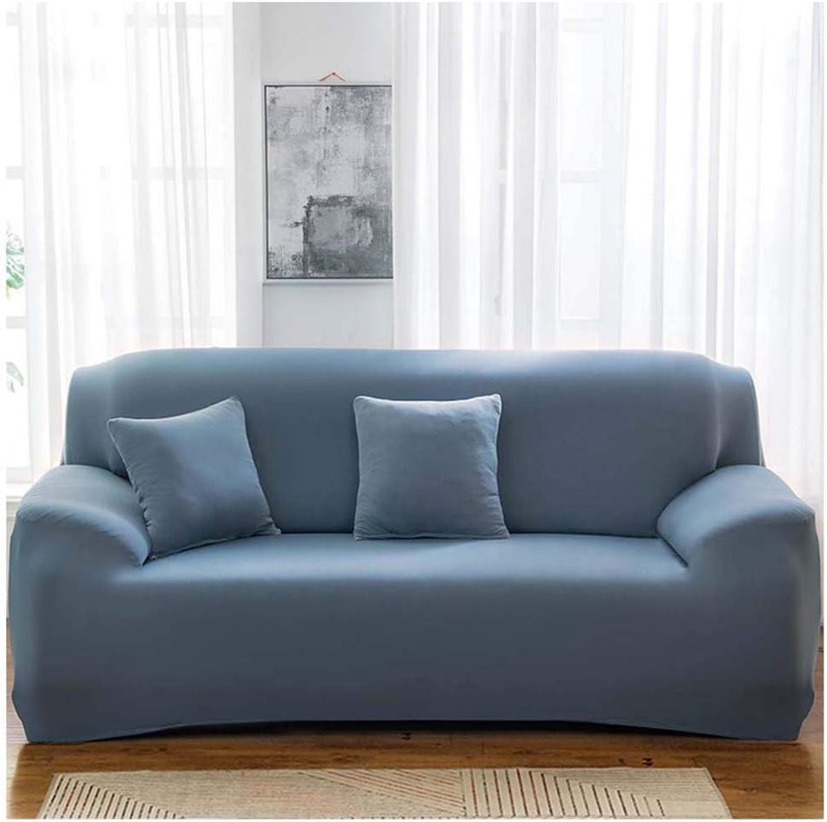 Grijs elastische bankbeschermer voor 4-zits sofa