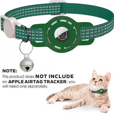 Uplifted Finds Reflective AirTag Breakaway Collar green