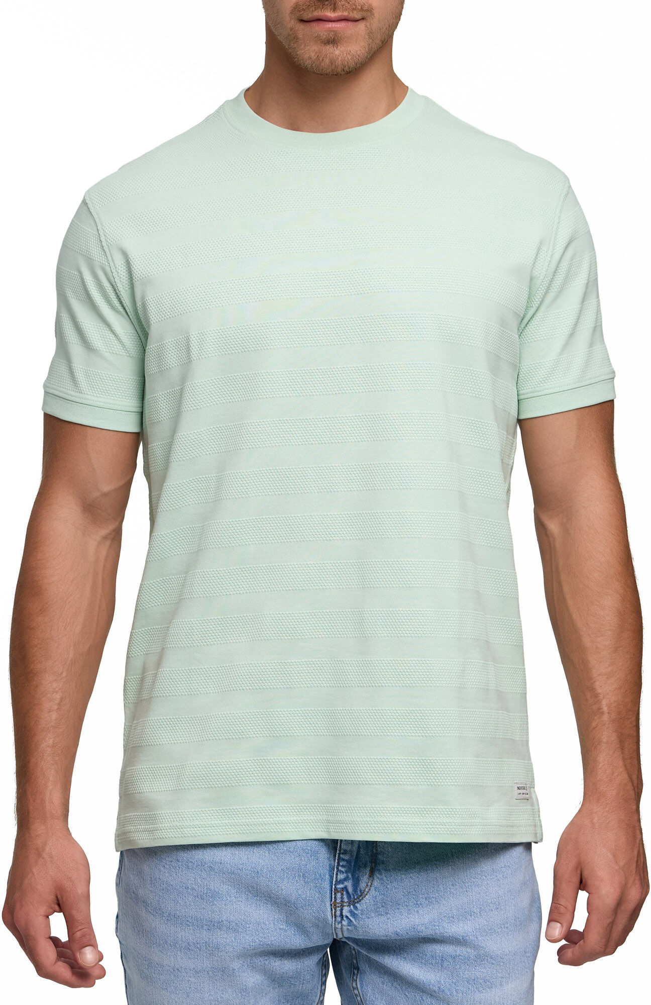 T-Shirt INDICODE "INKihei", Herren, Gr. L, grün (queit wave), Single Jersey, Obermaterial: 100% Baumwolle, unifarben, regular fit normal, Rundhals, Shirts T-Shirt queit wave L