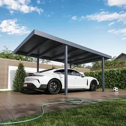 Weide Metta Stahl-Carport 3,2 X 5,5 M Mit Pultdach In Anthrazitanthrazit 3.2 X 5.5 Meter