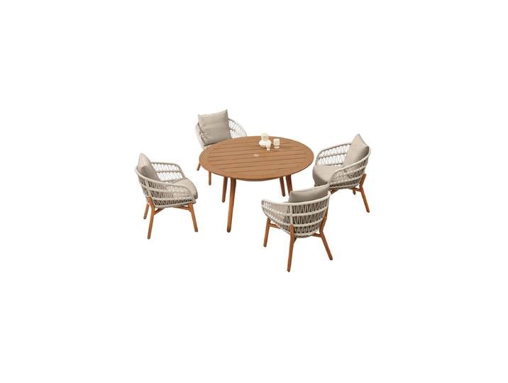 Premium Outdoor Dining Set „Vasca“ 4+1 Teak Light Taupe Higold