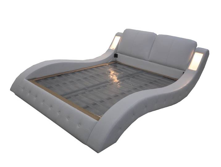 JVmoebel Polsterbett Beige Polsterbett aus Premium-Echtleder für stilvolles Wohnen, Made in Europa