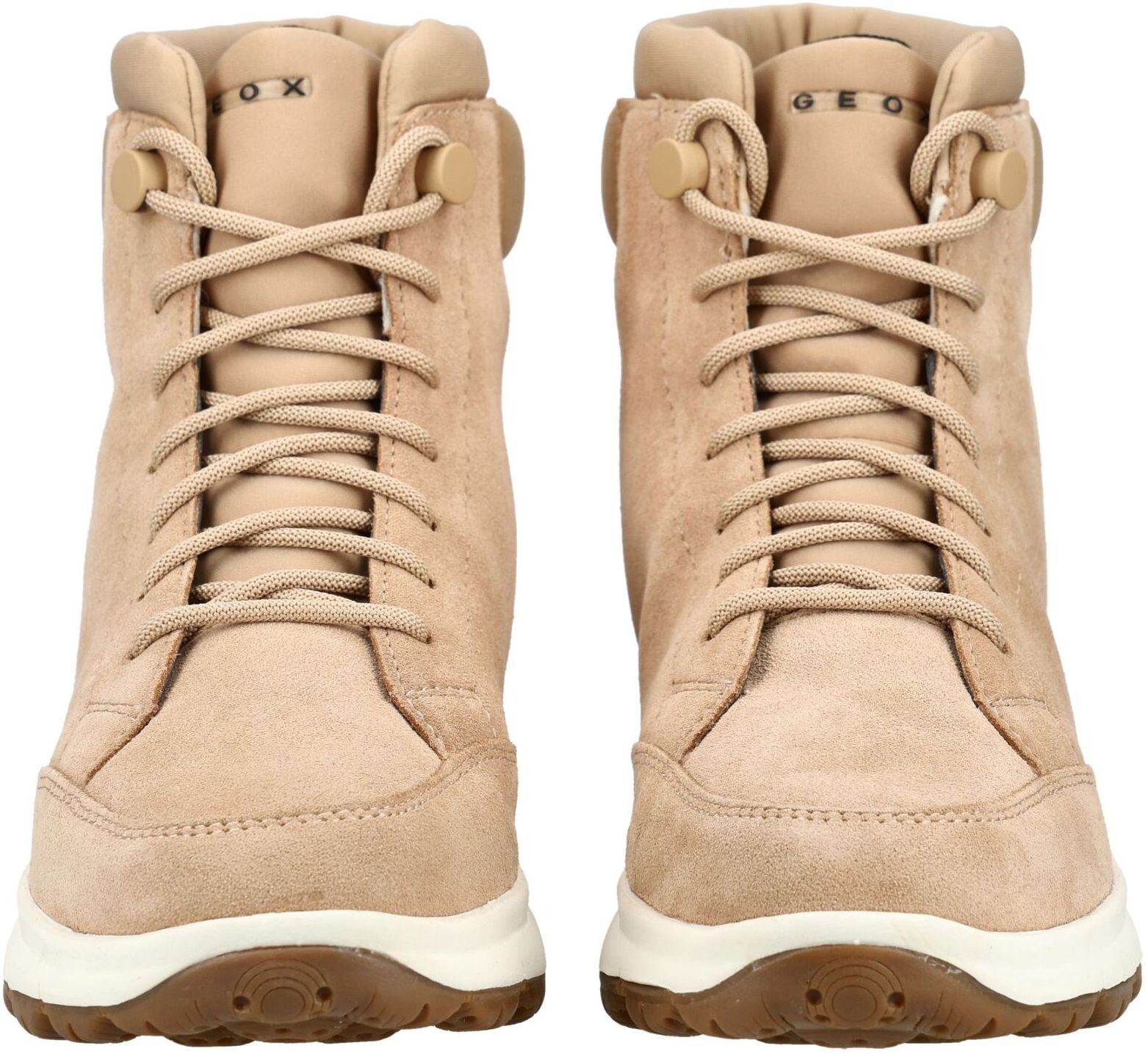 Schnürstiefelette GEOX "Geox Stiefelette Leder/Textil", Damen, Gr. 37, Textil, beige (natur), Leder, Textil, Schuhe Schnürstiefelette
