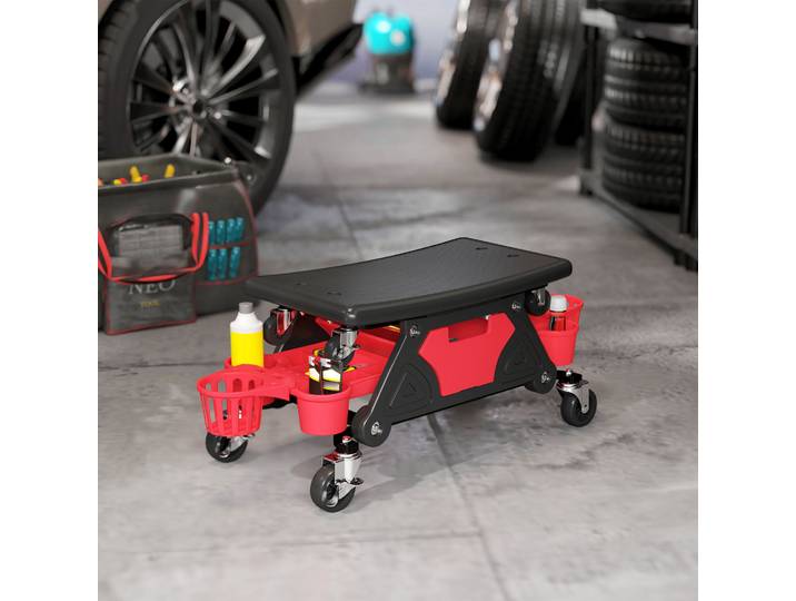 HOMCOM Tabouret Atelier Mobile 135kg Rotatif Rouge