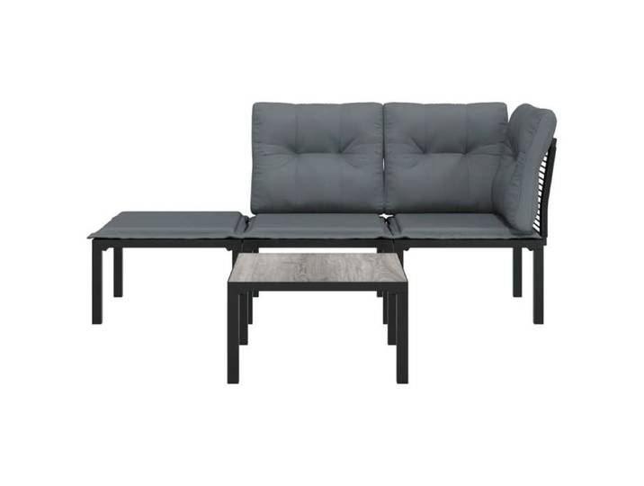 Promo“Salon de Jardin 4 pcs Noir et Gris 55 x 55 x 31 cm en DPC pour Jardin et Terrasse 522896