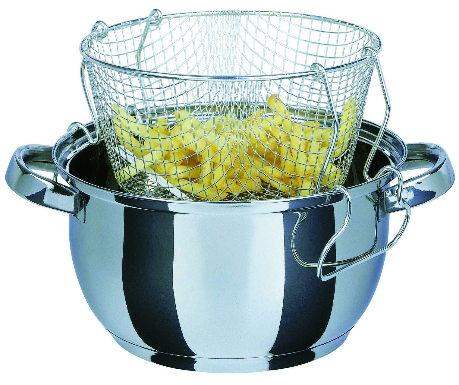 Dripio Friteuse met inzetstuk en glazen deksel, 3,0 liter, zilverkleurig