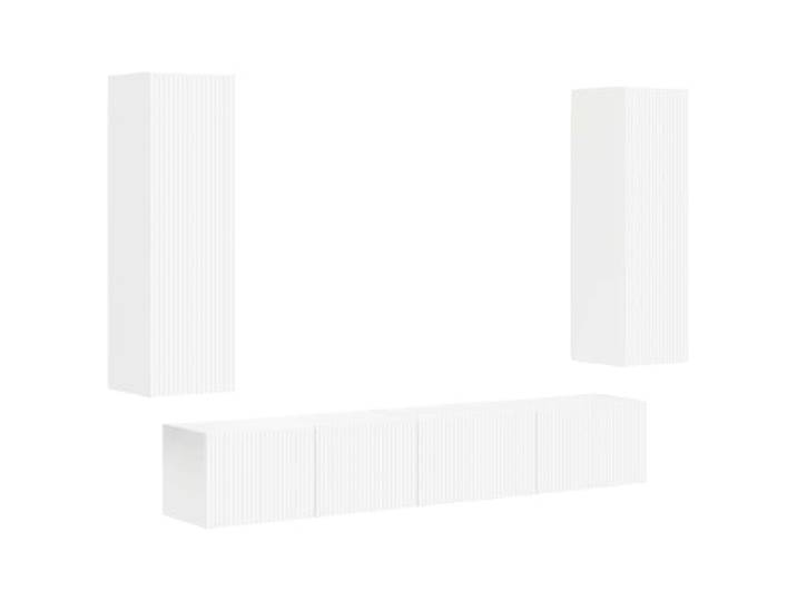 GHVBNMF TV-Schrank Set 3-Teilig Wandmontage Weiß Lowboard Hängeschrank Flexibles Hängeboardsystem aus Holzwerkstoff für Wohnzimmer und Schlafzimmer mit 5 Türen und cleverer Bodennutzung.