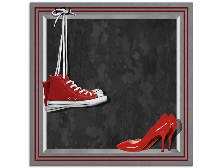 Glasbild ARTLAND Die roten Schuhe , rot (farbe bild(er): rot), B:20cm H:20cm, Bilder, Glasbild, in verschiedenen Grössen