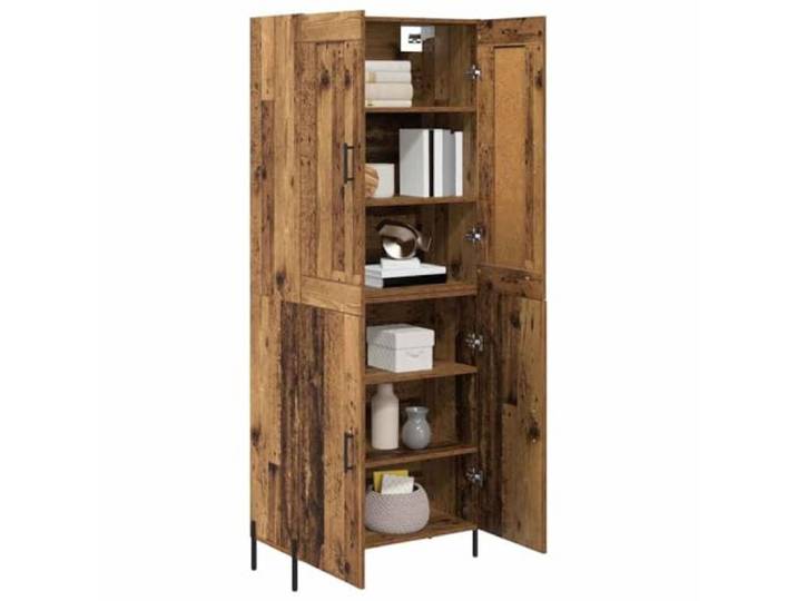 KTHLBRH Sideboard 2 Stück altes Mehrschichtholz 180 cm 4 Scharniertüren, geschliffene Metallgriffe, Beine aus Metall, 60 kg Kapazität