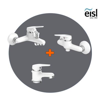 Badarmatur EISL "3-teilige Serie SPEED", weiß, Messing, Armaturen, geräuscharm, Marken-Mischdüse