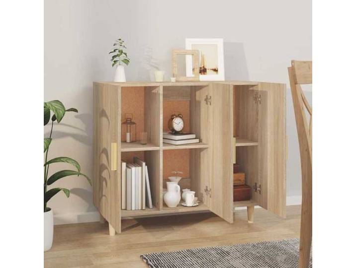 Commode intérieur - Brun - Buffet Armoire base - chêne sonoma 90x34x80 cm - bois d'ingénierie LL1252