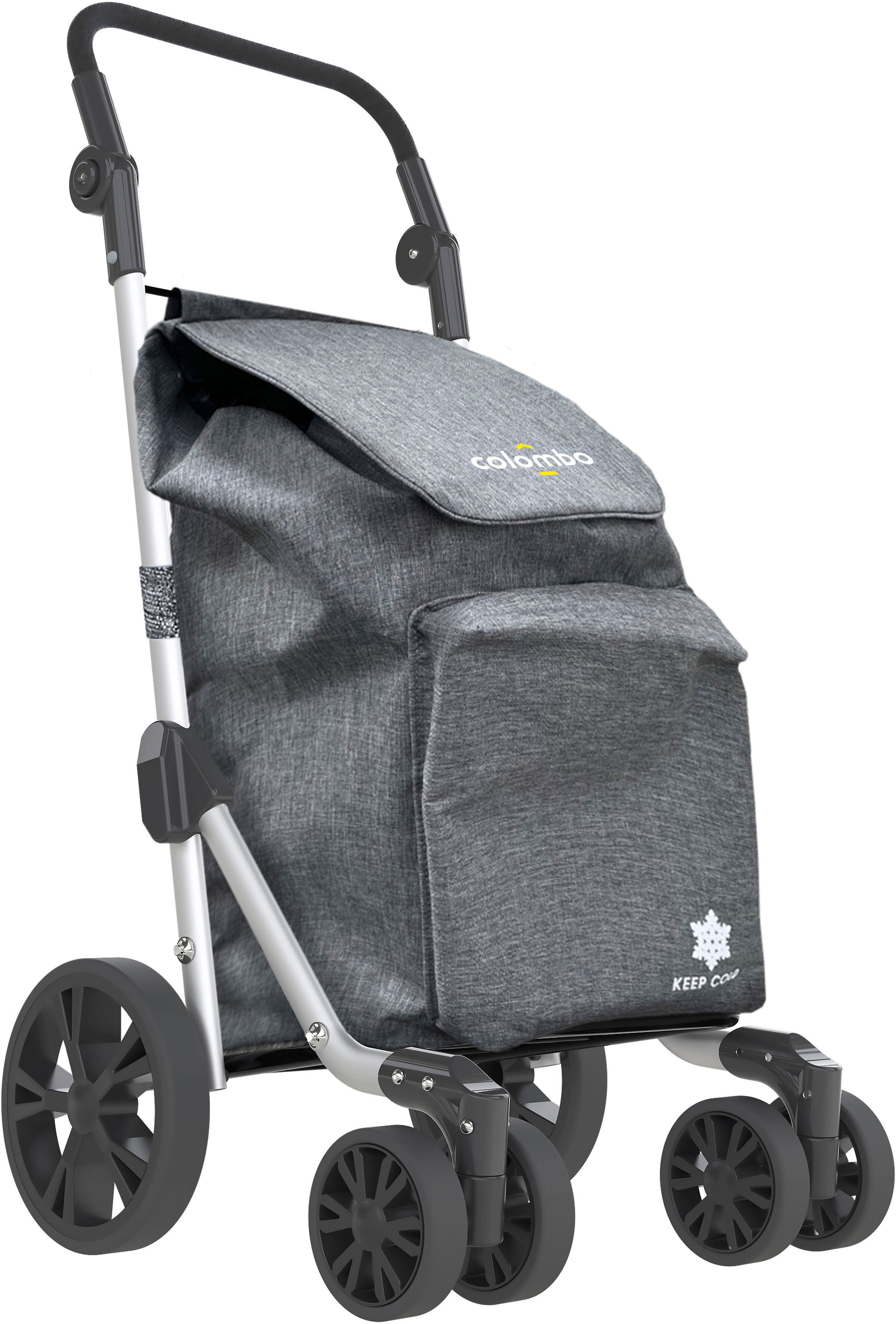 Einkaufstrolley BISCHOF "keep cold", blau, B:46cm H:102cm, Aluminium, Kunststoff, Einkaufskörbe, Einkaufstrolley, wasserdichte Tasche aus Polyester, zusätzlich 4 Liter Kühlfach blau Einheitsgröße