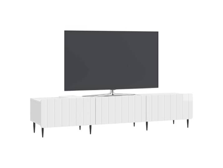 GKHPYURE TV-Schrank weiß glänzend 147 x 34,5 x 32 cm Ingenieurholz 3 ausziehbare Schubladen, modernes Sideboard, pflegeleicht, einfache Montage
