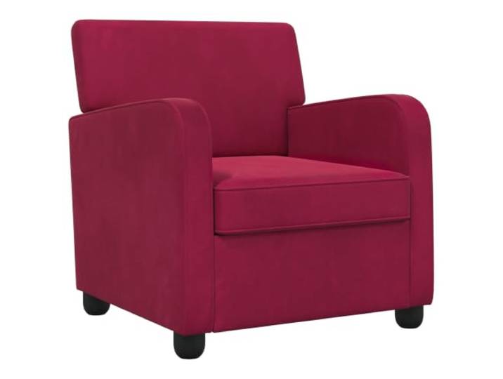 Sessel Weinrot Samt mit Polsterung und Armlehnen Polyester-Velours, Holzwerkstoff und Metall, Wohnzimmer, Schlafzimmer, Leseecke, moderne Silhouette