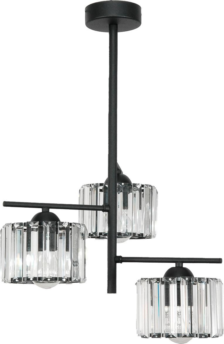 Edylit Klassieke Hanglamp met Kristallen Lampkap, Zwart, Model 15-443 PABLO