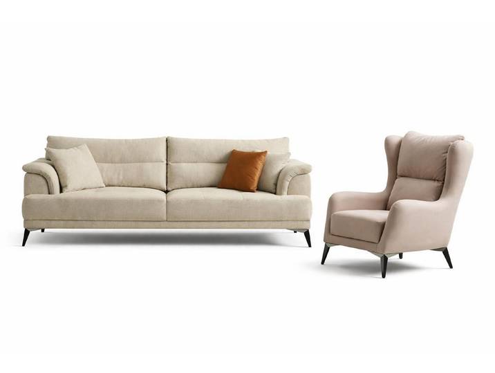JVmoebel Polstergarnitur Wohnzimmer Set Modern Weiß Sofa Bergère Designer-Set Minimalismus, (2-tlg)