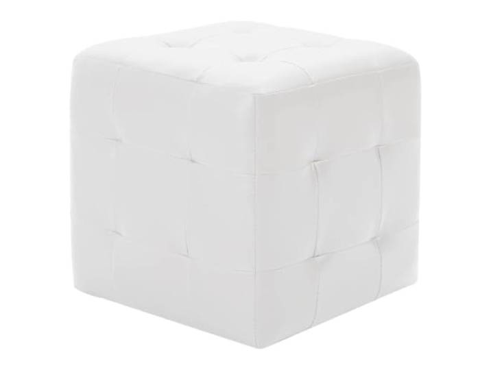 smnyxs Hocker, 2 Stück, Weiß, 30 x 30 cm, Kunstleder Polsterung, Holzrahmen, schmutzabweisend, Wohnzimmer, Schlafzimmer, Eingang, Fußhocker, quadratisches Design