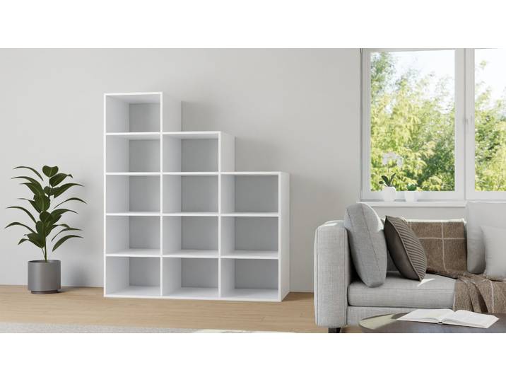 Raumteiler mit Stufen MDF Lackiert Signal­weiß RAL&nbsp;9003
