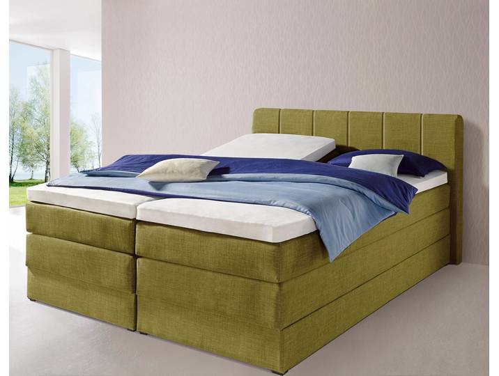 Boxspringbett, 180x200 cm, Feinstrukturstoff, Grün, Bettkasten, Landhaus, Hapo