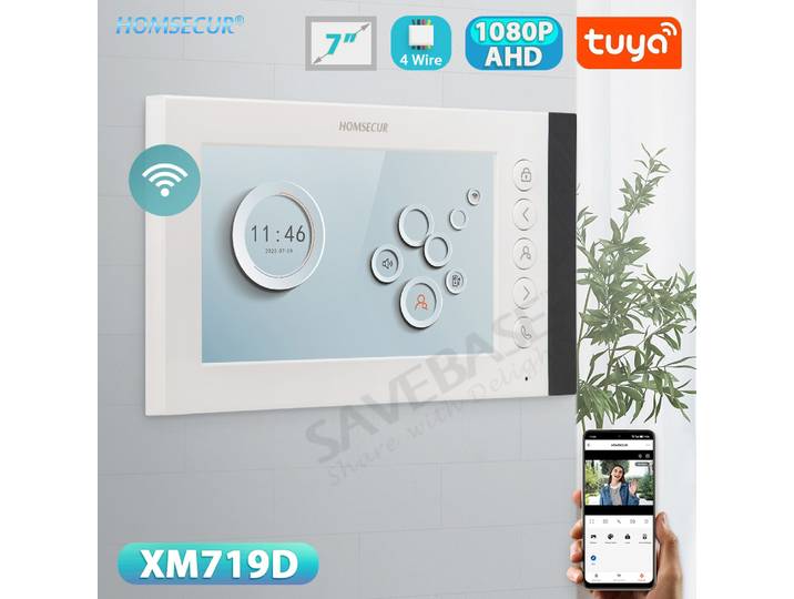 Moniteur d'intérieur HD 7 /10 avec prise DC15V pour système d'interphone vidéo intelligent Tuya WIFI à 4 fils, enregistrement instantané 1080P
