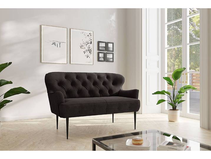 2-Sitzer Sofa Lodging Grau Flachgewebe Euron 153 x 97 x 87cm Landhaus
