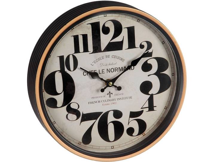 Wanduhr AMBIENTE HAUS Le Normand Wanduhr 29cm , beige, B:28cm H:28cm T:1cm, Wanduhren, Wanduhr