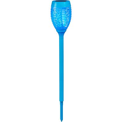 LED Gartenfackel BONETTI, blau (türkis), H:72cm, Leuchten, LED Solar Gartenfackel mit realer Flamme