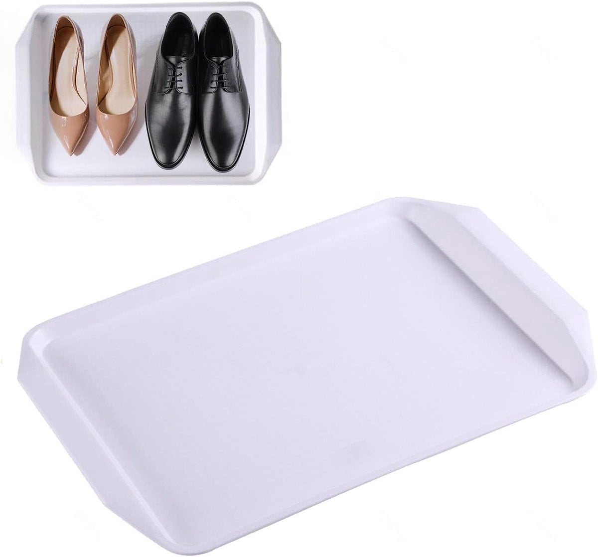 Schoenmat Set Wit - 3 Laarzenbakken Dienbladen met Opstaande Rand - Breedte: 40 cm