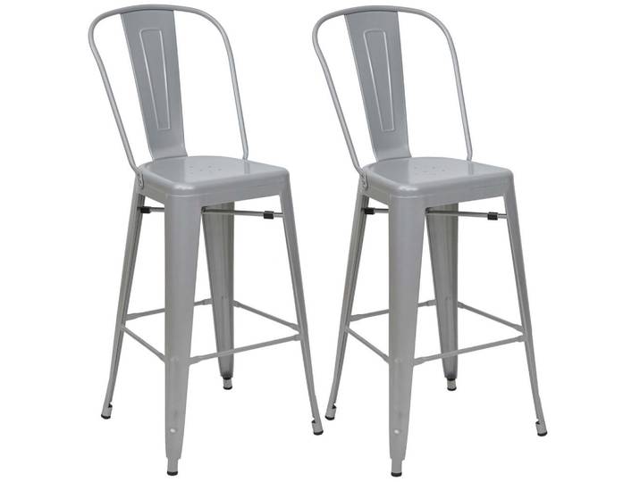 Jamb Barhocker Metall Grau 2er-Set, Metall, 50x117x45 cm, Esszimmer, Barmöbel, Barhocker