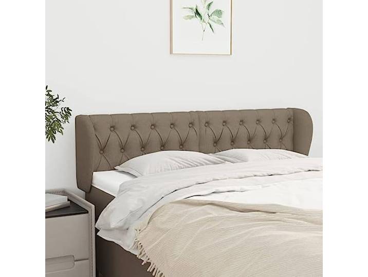 RJPLMFV Kopfteil, Ohren, Taupe, 147 cm, Stoff Höhenverstellbar, stabile Holzbeine, Rückenstütze, Doppelbett