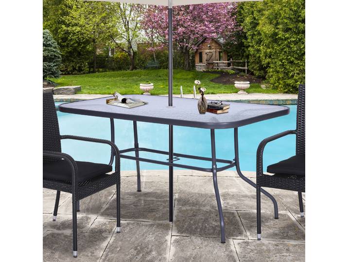 Table Jardin Rectangulaire Métal Verre Trempé