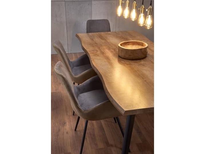 designimpex Design Esstisch HAW-222 Eiche Natur Echtholzfurnier Baumkante Massivholz ausziehbar 120 bis 180 cm Naturkante Esszimmertisch Küchentisch Kitchen Table Esszimmer Dining Table Ausziehtisch
