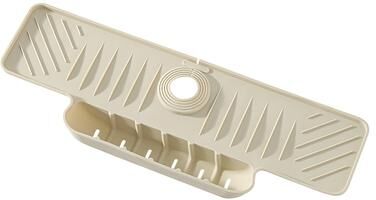 Inspire Daily Merch Kitchen Sink Drain Pad Silicone, Wash Basin Drain Pocket Long Pad, Non Slip Water Flow Guide Deposit Pad off White
