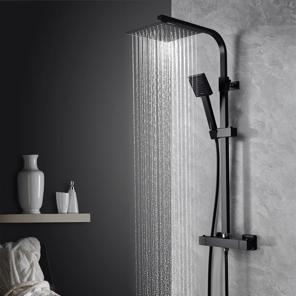 Belfry Bathroom Square Rod Temperature-Controlled Shower Head Set Stainless Steel