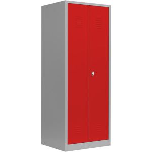 Lüllmann Spind 515424, Doppelspind, rot, 2 Abteile, mit Drehriegelschloss, 80 x 180 cm