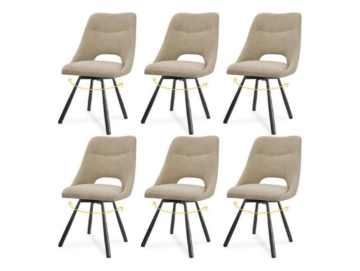 LuxusKollektion Esszimmerstuhl Esszimmerstühle 6er Set drehbar Khaki