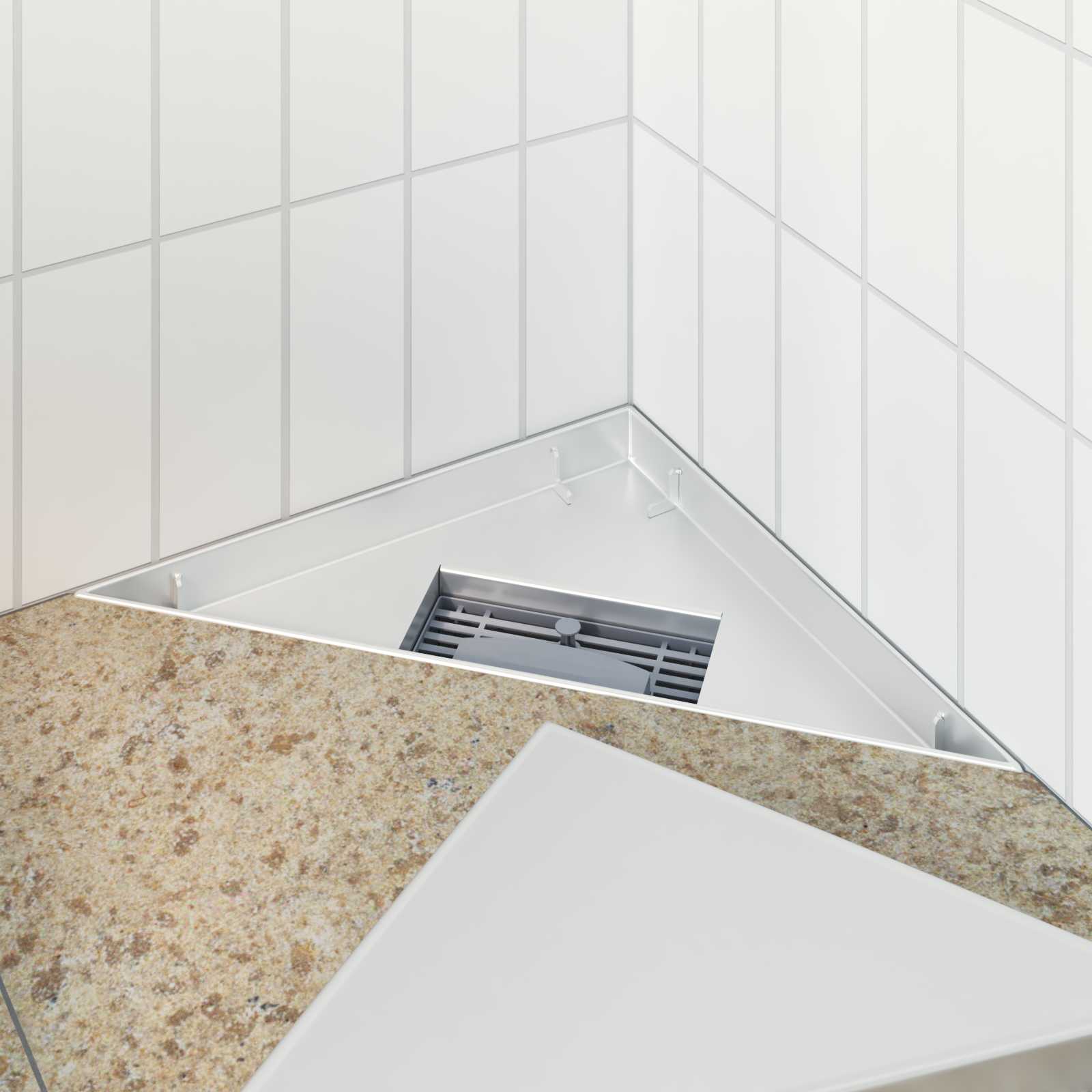 vidaXL Drain de douche triangle 2 en 1 Argenté 32 x 32 x 7,5 cm