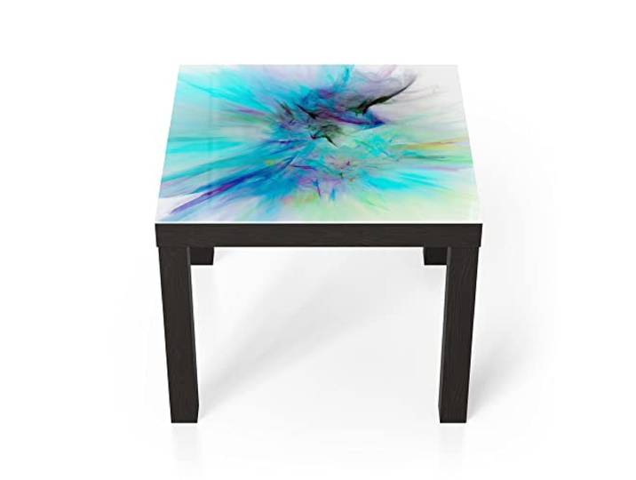 DEQORI Glastisch schwarz klein 55x55 cm Motiv Supernova der Farben ausgefallener Beistelltisch aus Glas Hochglanz Couchtisch fürs Wohnzimmer moderner Couch Tisch mit Design