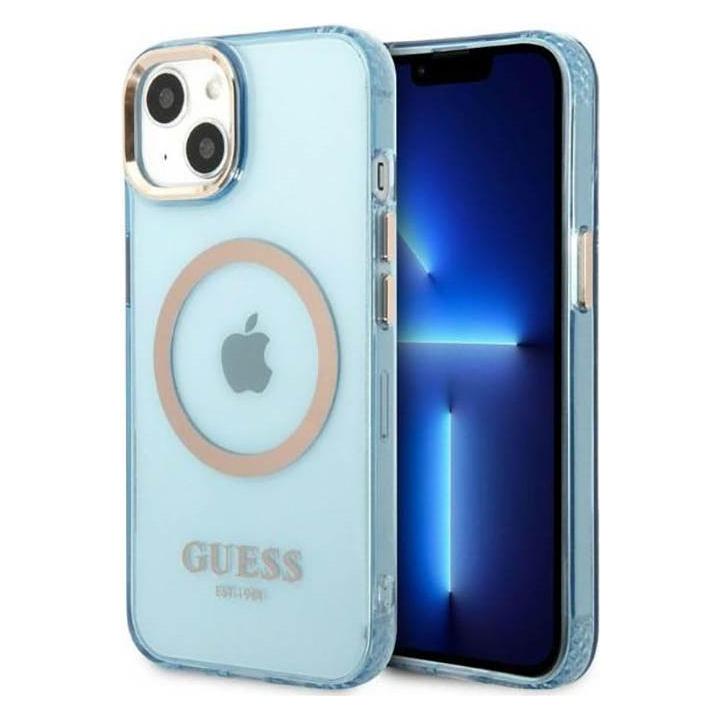 Guess GUHMP13MHTCMB iPhone 13 6,1" niebieski/blue hard case Gold Outline Translucent MagSafe (Apple iPhone 13) (GUE002502-0)