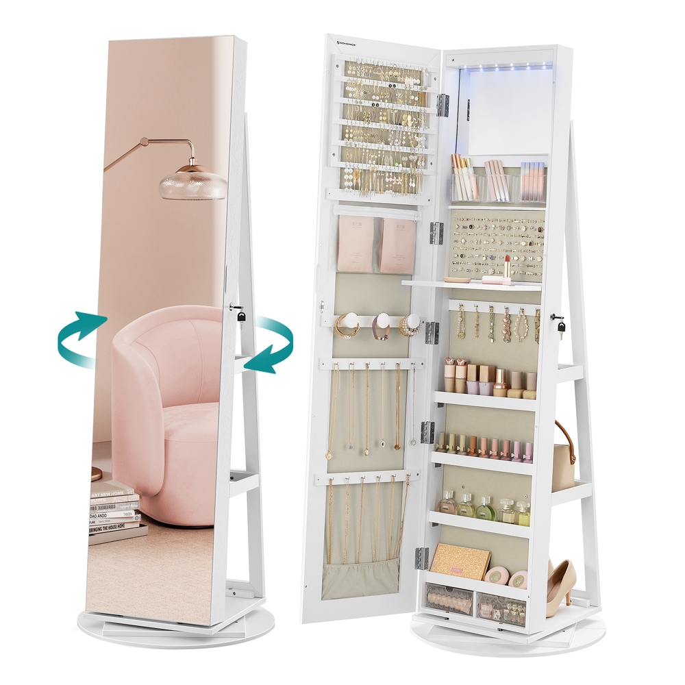 SONGMICS Schmuckschrank mit rahmenlosem Ganzkörperspiegel JJC007W02