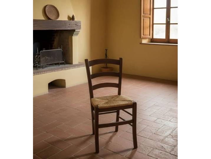 Dmora - Klassischer Holzstuhl, für Esszimmer, Küche oder Wohnzimmer, Made in Italy, cm 44x45h87, Sitzhöhe cm 43, Nussbaumfarbe
