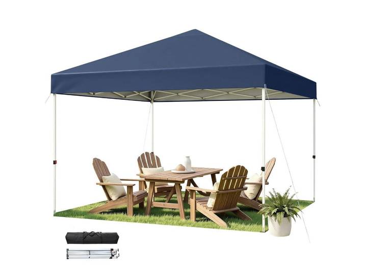 Gartenpavillon 300 x 300 cm Wasserdicht UV-Schutz 50+ Blau, 300x265x300 cm, Sonnenschutz, Pavillons