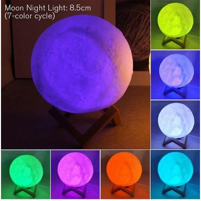 Uplift Essentials Celestial Enchantment LED Moon Lamp With Decorative Stand 7color Rgb