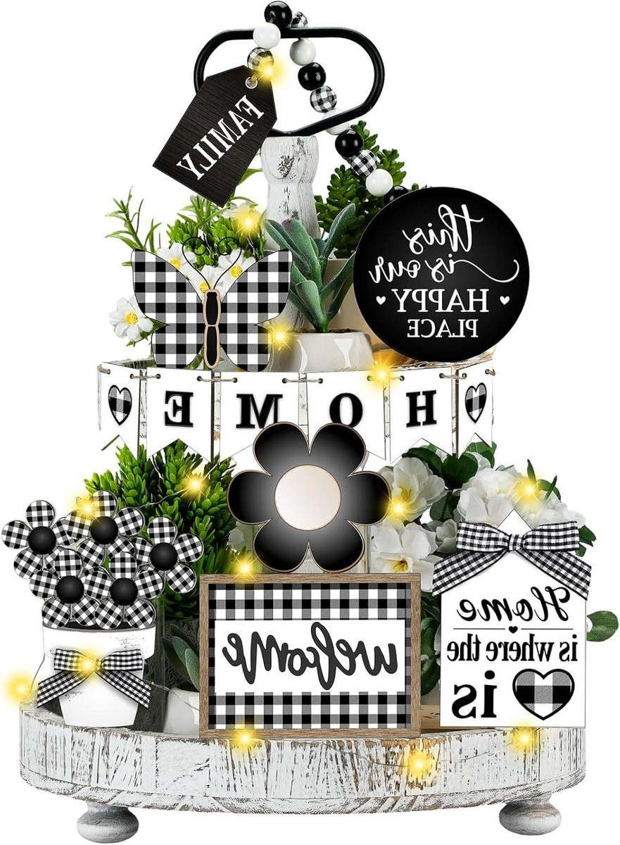 Lade Decoratie Set - 11 Delige Houten Keuken Banners - Zwart-Wit