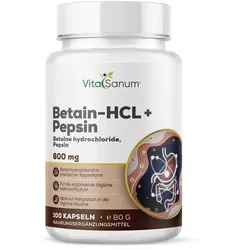 VitaSanum®- Betain-HCL + Pepsin 800 mg – pro Tagesportion (2 Kapseln)