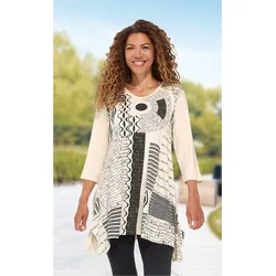 Viskose-Mix-Shirt in Druck creme in Größe 36/38 von DW-Shop, Creme, 36/38