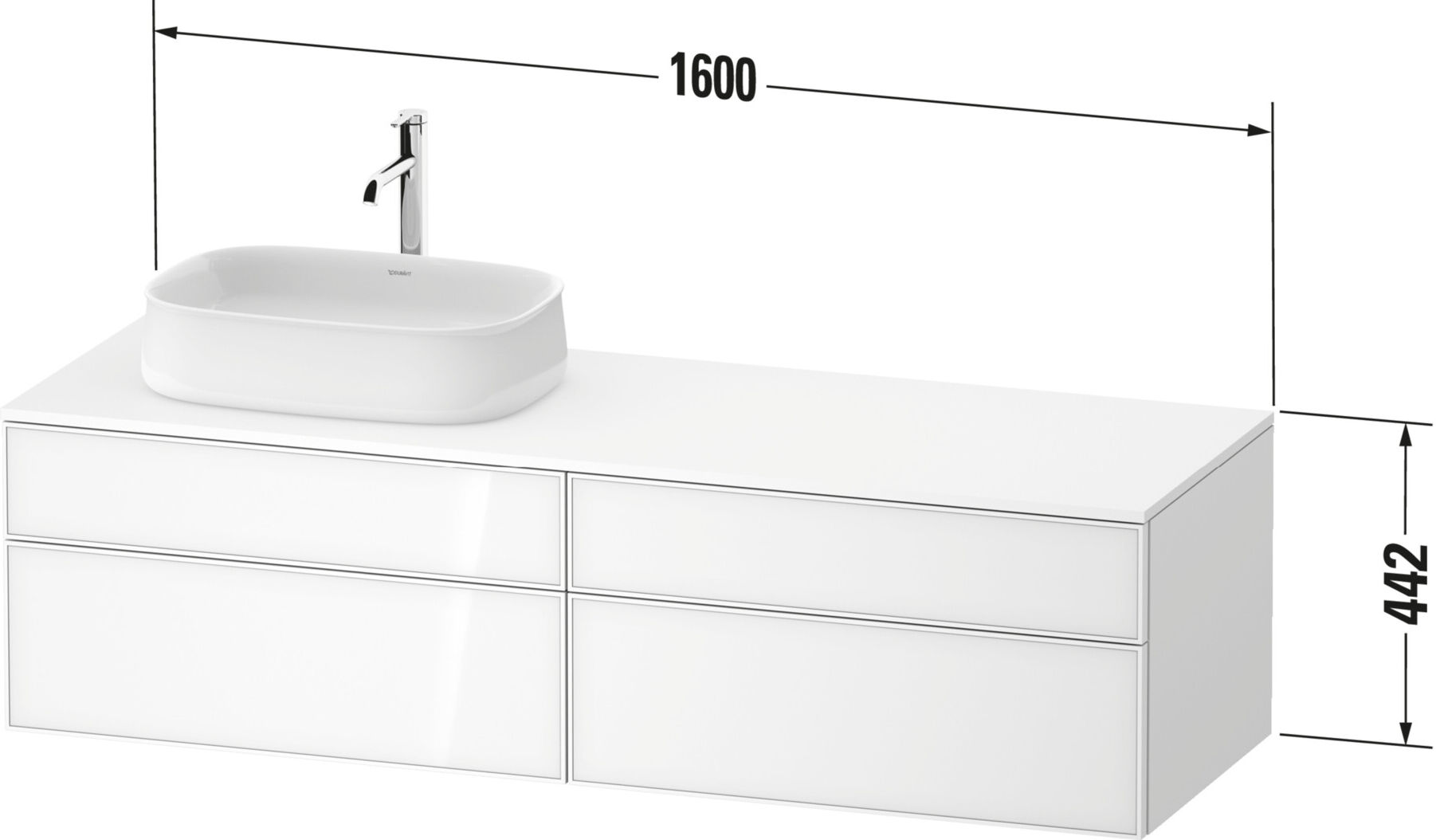 Duravit Waschtischunterschrank Zencha 160x55cm, B R, G w/w m, k Einr-Sy (ZE4824R64840000)