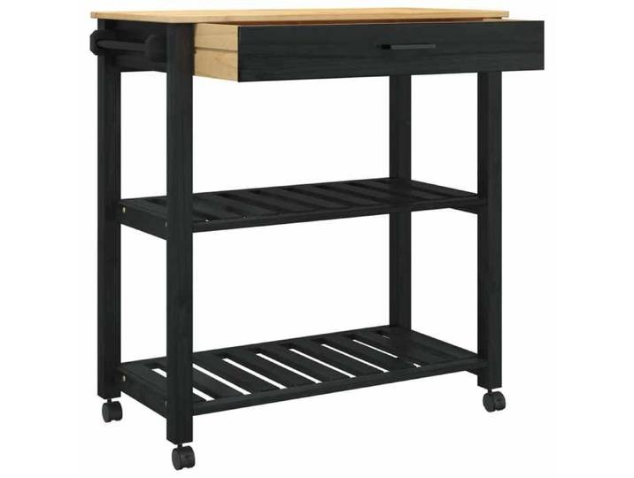 Chariot Roulant/Desserte Noir - LEMON® Chariot de cuisine Noir - 88 5x40x84cm - Bois de Pin Massif 466 - Soldes